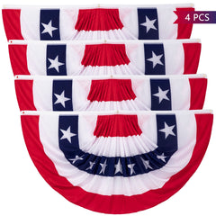 Heartome pleated fan flag front view showing bold stars and stripes and curb appeal