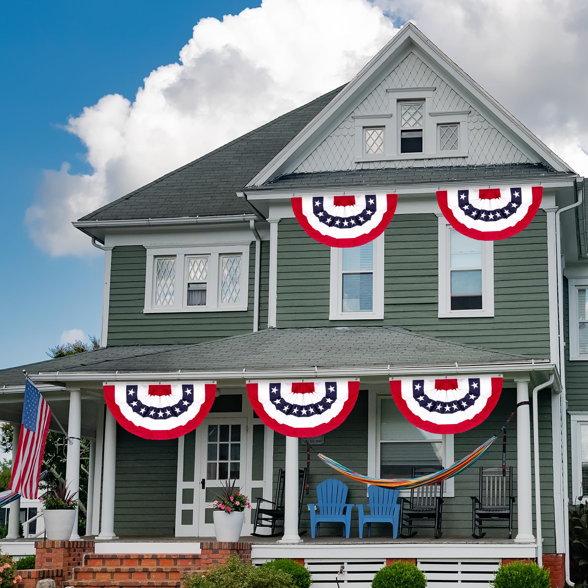Heartome banners scaled on a porch demonstrating visible festive curb appeal