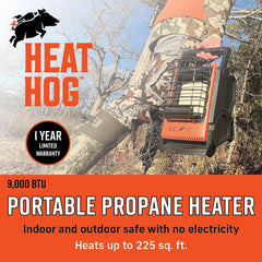 Heat Hog close-up of tilt mechanism highlighting adjustable heat direction benefit