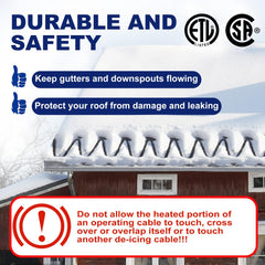 HEATIT cable installed in a gutter keeping water flowing during freeze