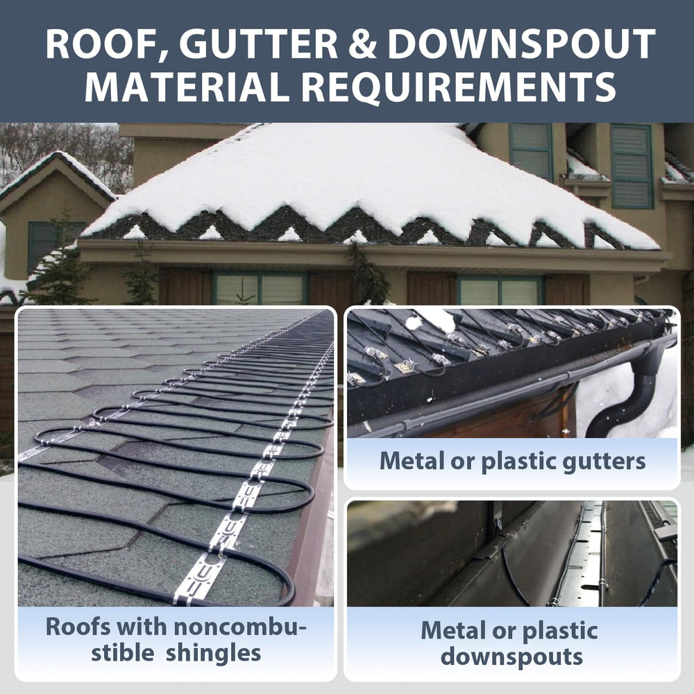 HEATIT cable installed inside a gutter preventing ice build-up and water backup