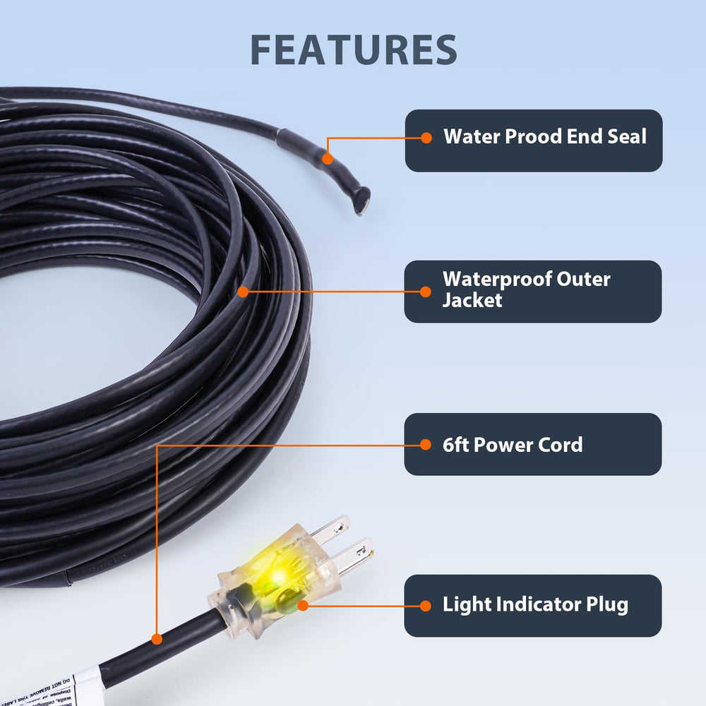 HEATIT length comparison showing 100ft cable scale for planning installation