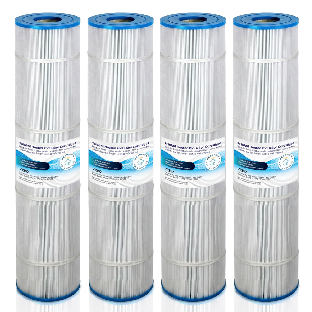 Heavenly Pool Supplies front view of 4-pack cartridges showing packaging and parts benefit