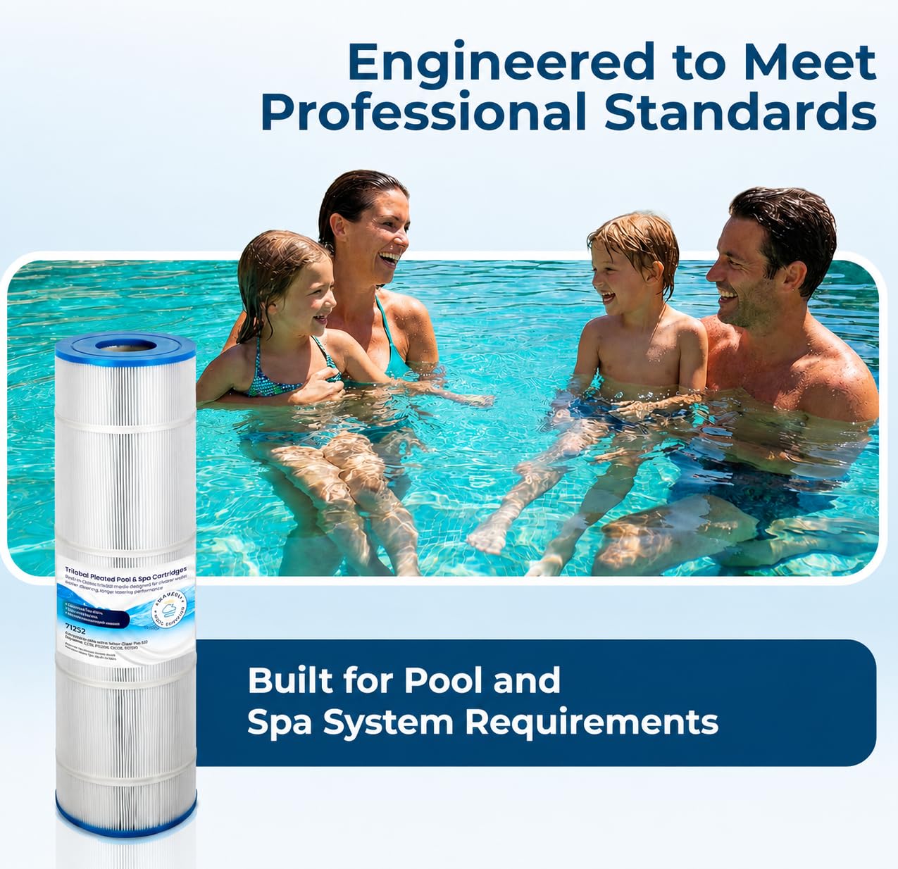 Heavenly Pool Supplies rinsing cartridge under hose showing easy maintenance benefit