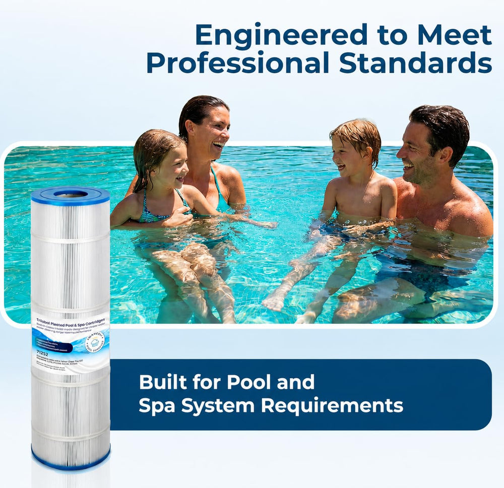 Heavenly Pool Supplies rinsing cartridge under hose showing easy maintenance benefit