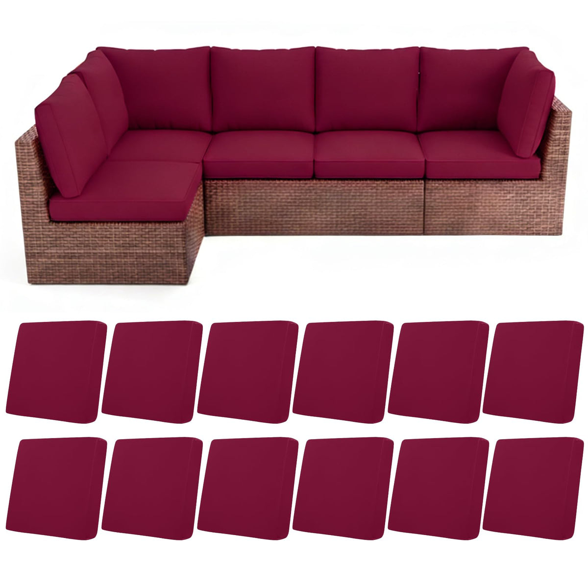 HEBE RUGS front packaging showing 12 cushion covers and benefits