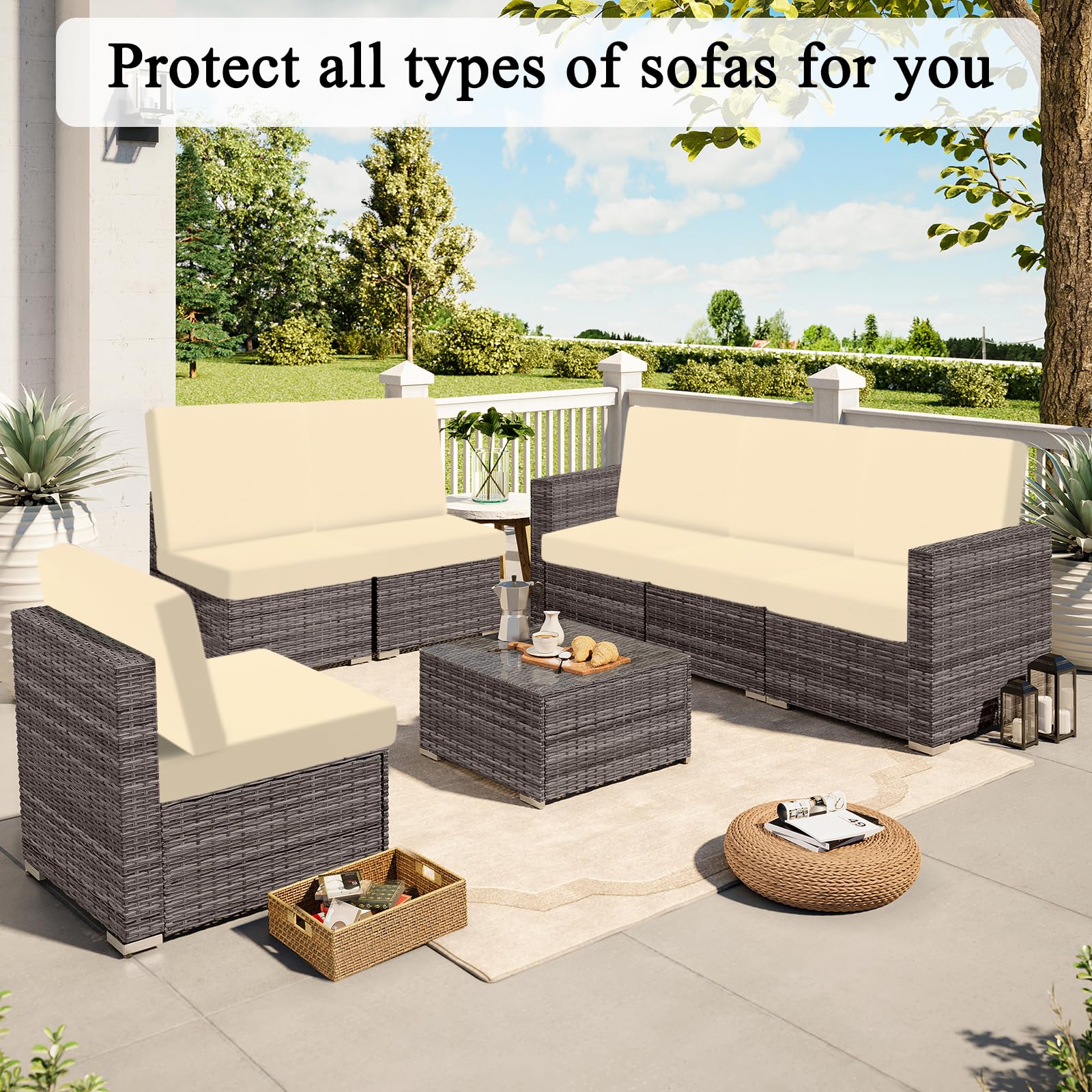 HEBE RUGS outdoor dining setup showing cohesive protective styling