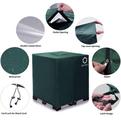 HECHEN bottom latches securing cover to IBC tote against wind