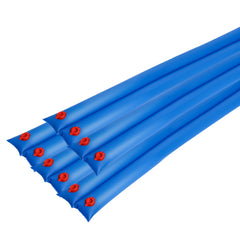 Hedday front pack showing five 8ft double-chamber pool water bags and benefits