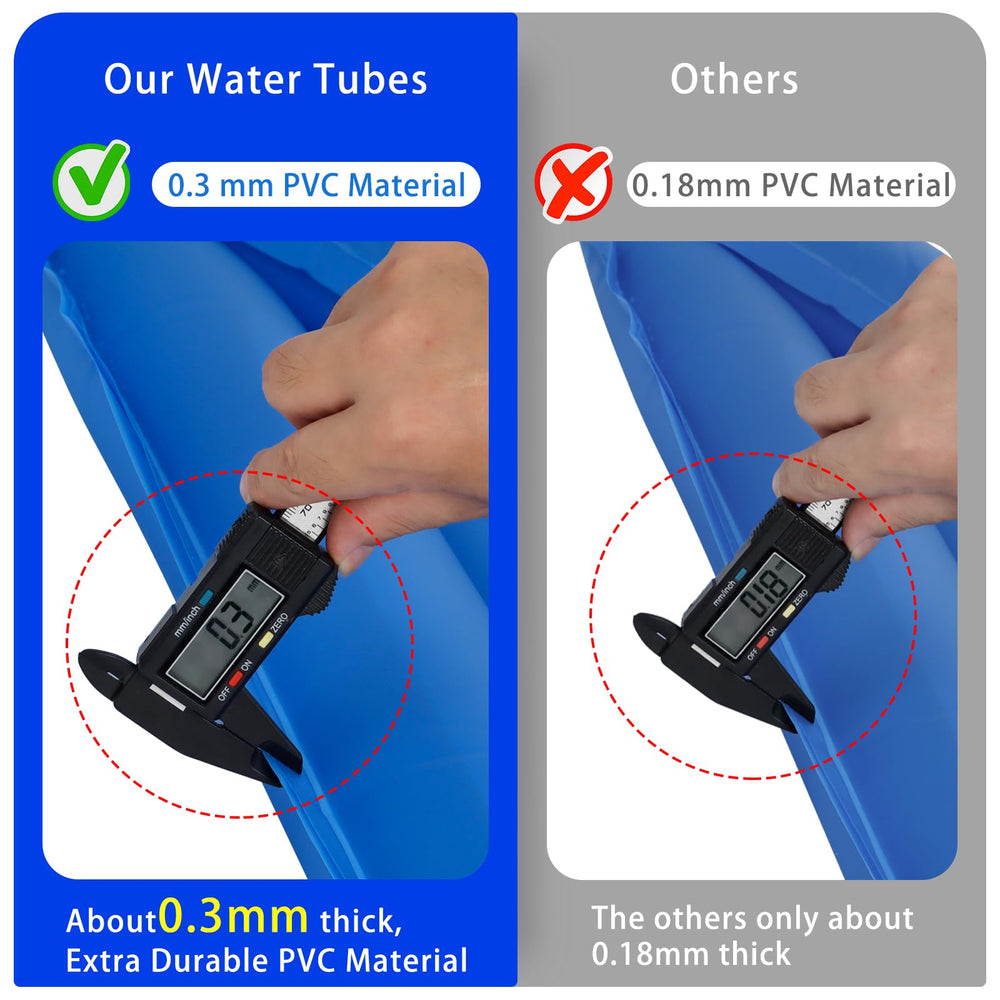Hedday water tubes laid around a pool cover to hold it in place and block debris benefit