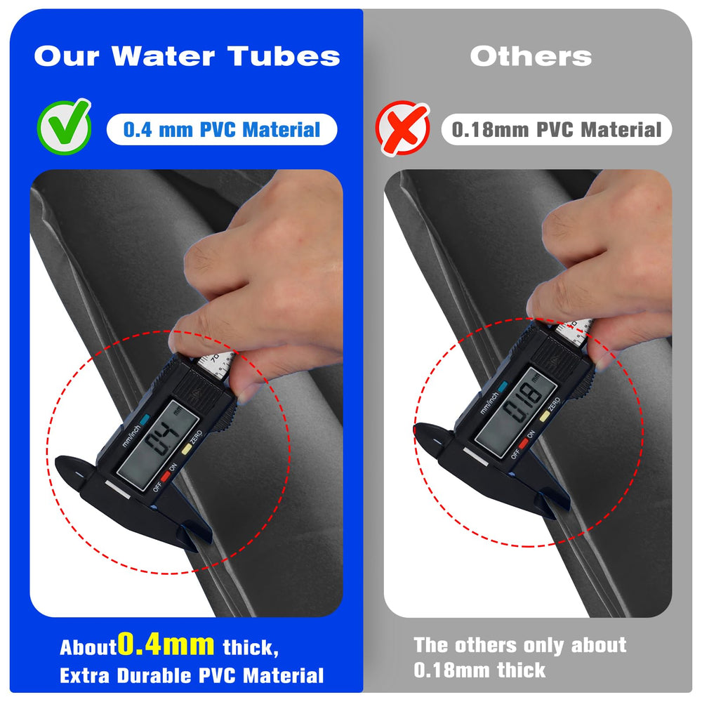 Hedday water tubes placed on pool edge demonstrating stable winter cover protection