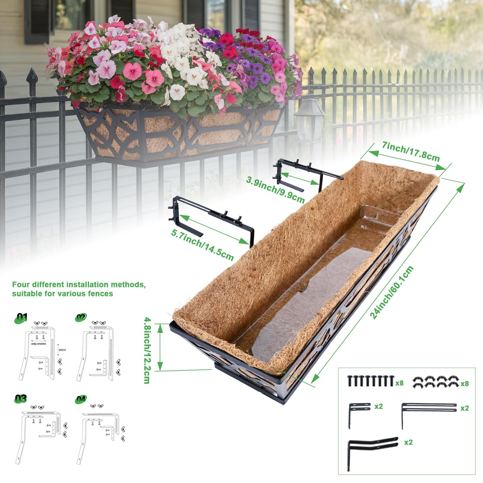 hehimhis planter mounted on balcony rail demonstrating stable outdoor installation