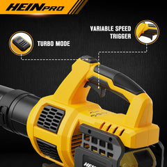 HEINPRO battery slot and protection bracket showing secure battery fit