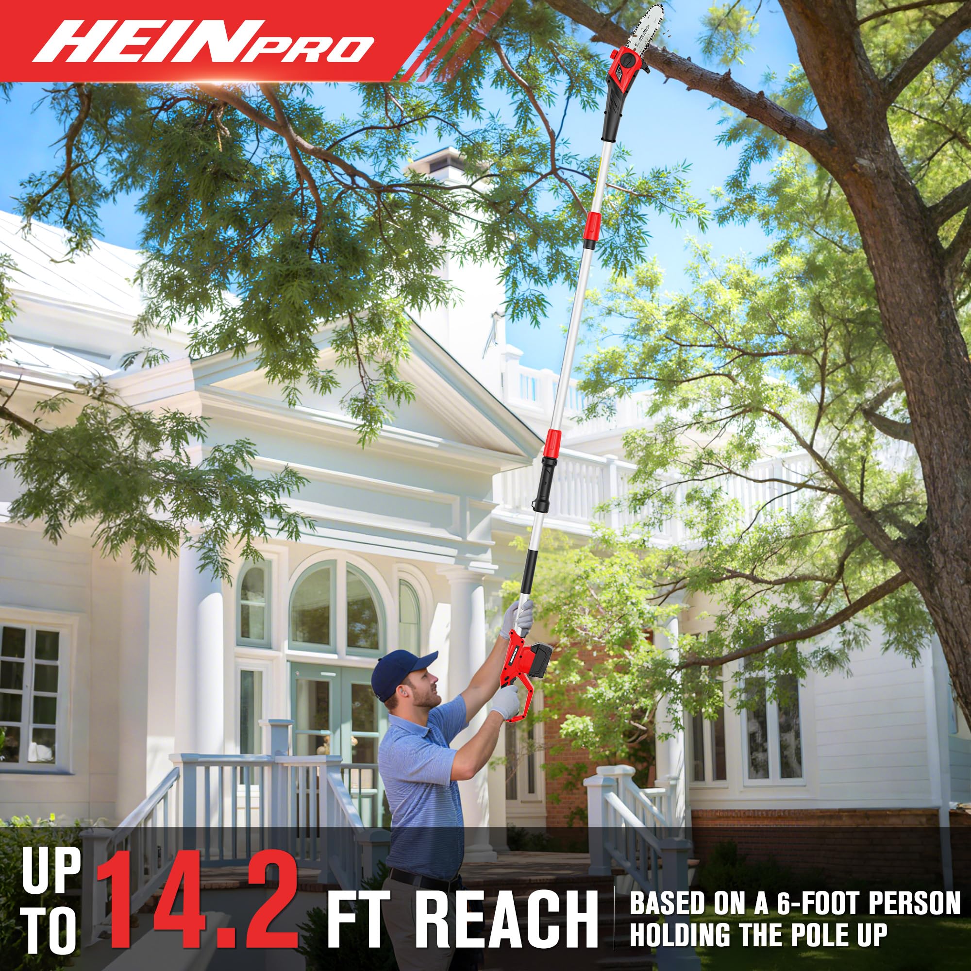 HEINPRO close-up of chain and 8-inch guide bar showing durable cutting components