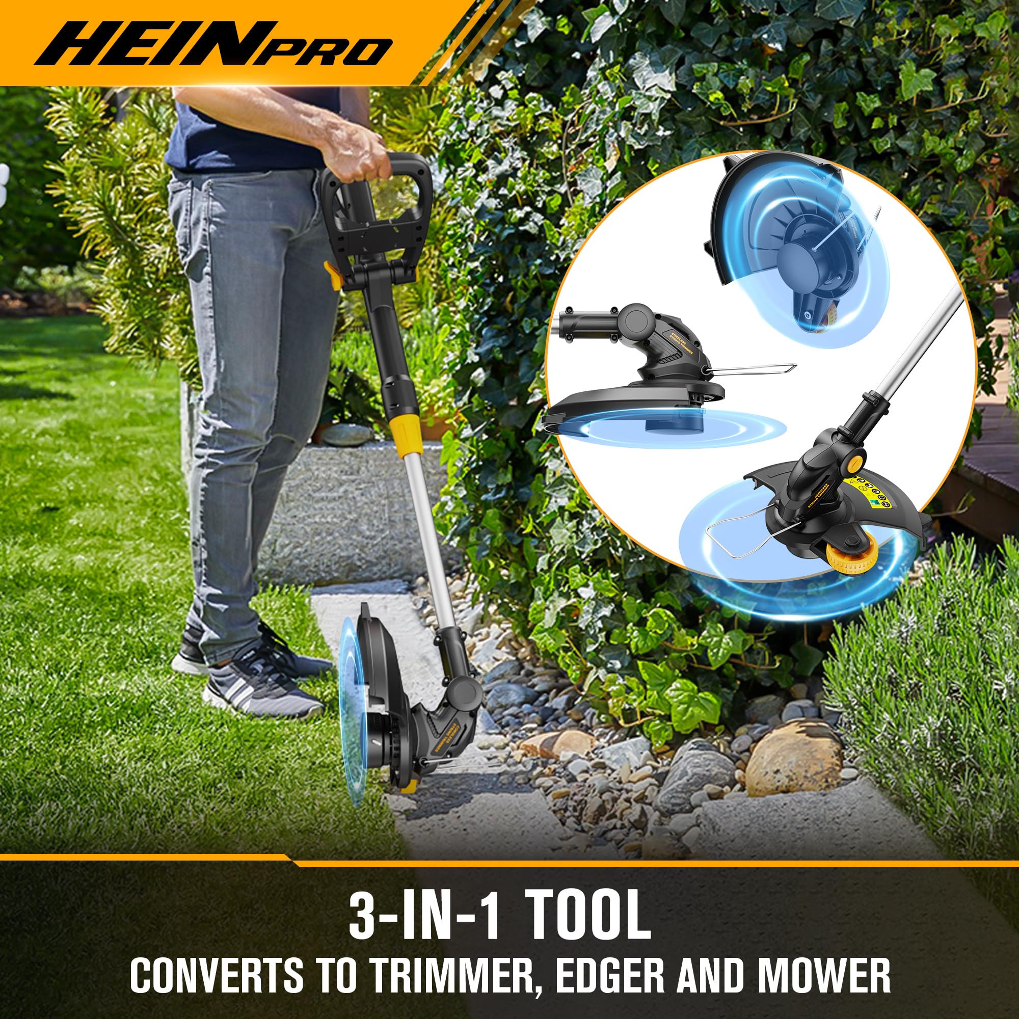 HEINPRO cutting head and dual-line showing consistent feed for cleaner cutting results