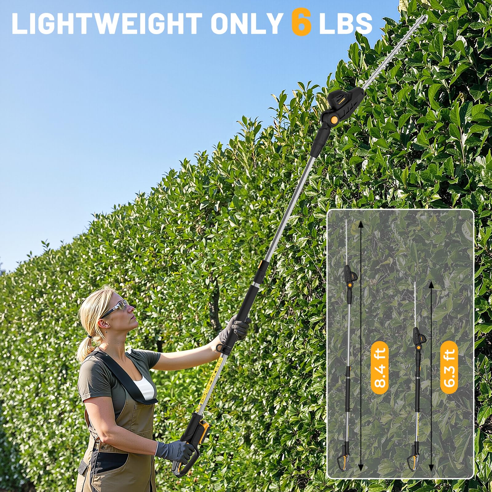 HEINPRO operator using trimmer outdoors showing improved accessibility and safety