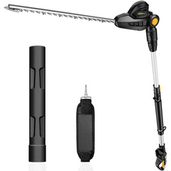 HEINPRO pole hedge trimmer front profile showing ready-to-use power and reach