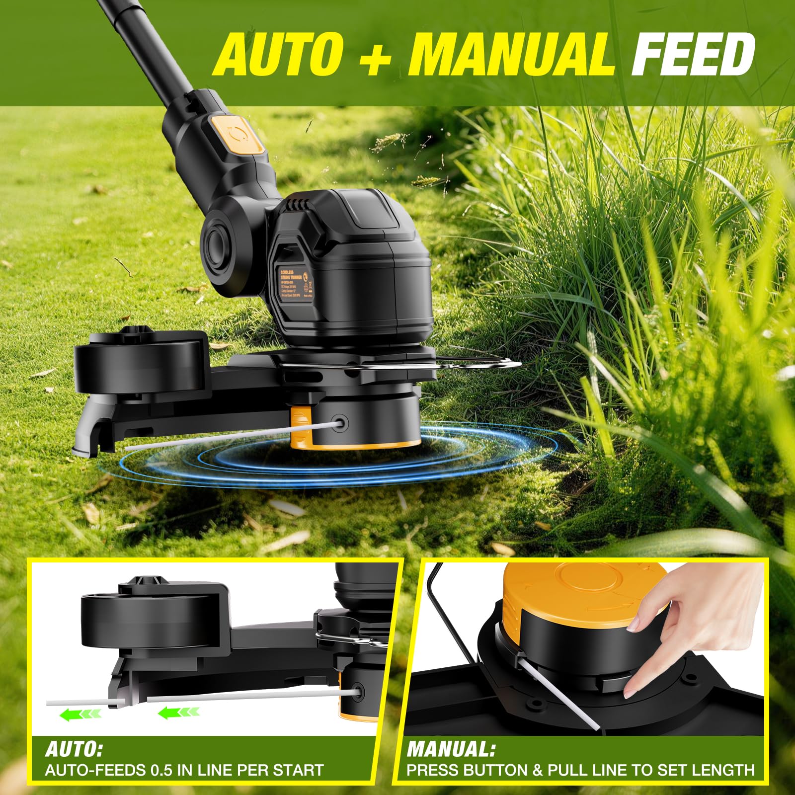 HEINPRO wheeled edger in use along a sidewalk demonstrating straight edge lines with stable guidance