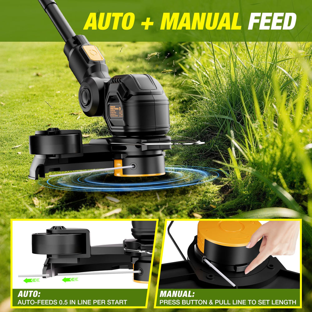 HEINPRO wheeled edger in use along a sidewalk demonstrating straight edge lines with stable guidance