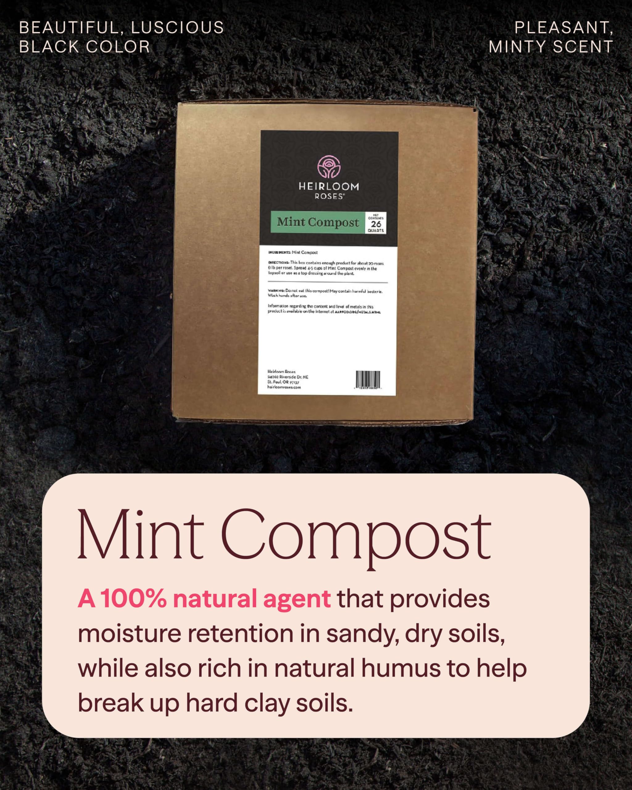 Heirloom Roses close-up of compost granules showing rich organic texture