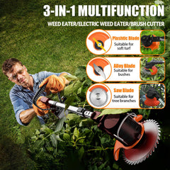 Hejunry in-use trimming lawn edges, quiet operation and clean finish benefit