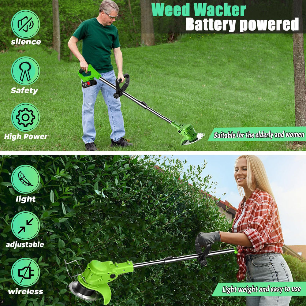 Hejunry weed wacker folded for storage to save space in shed, convenient compact design