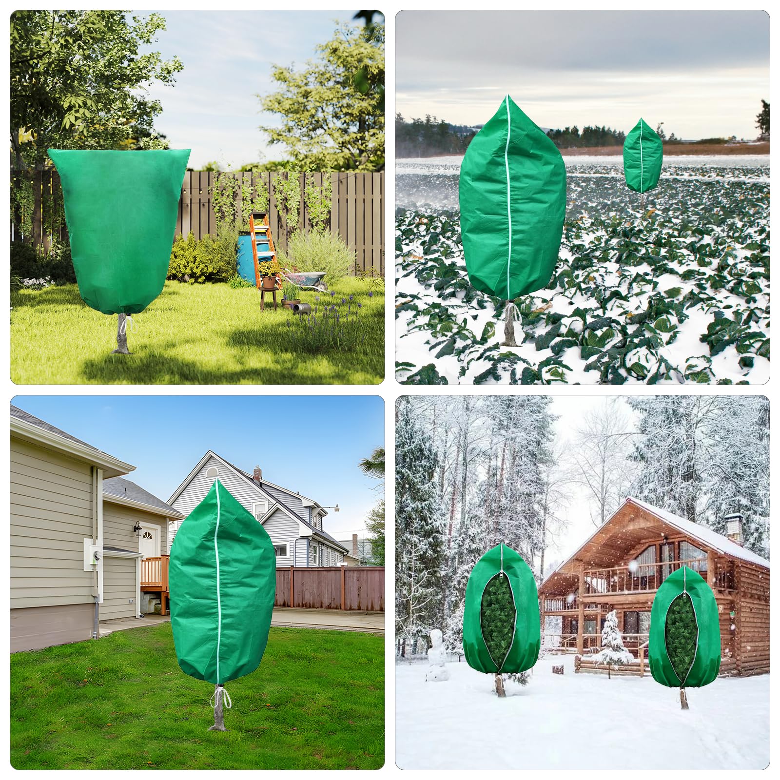 HEKIWAY covers in a garden setting protecting shrubs during winter benefit