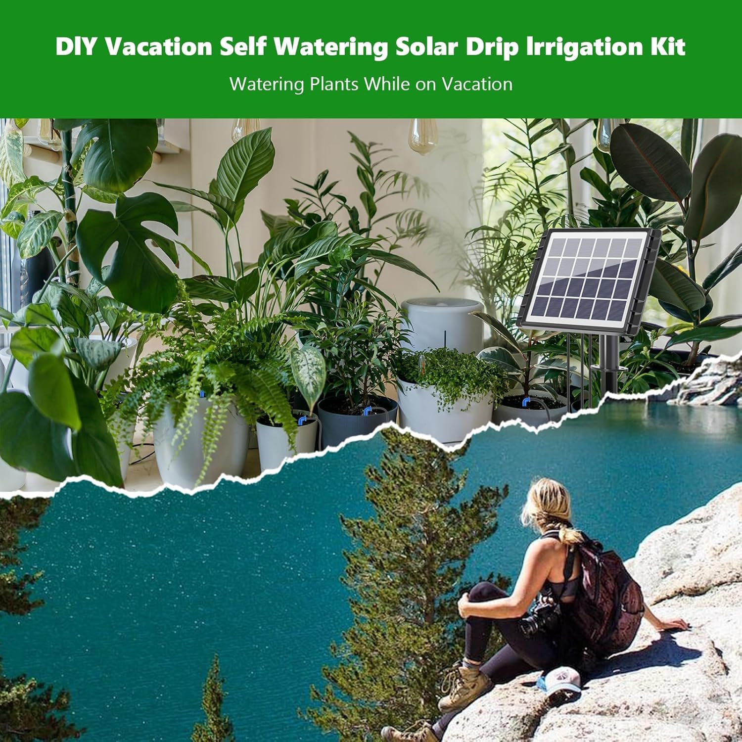 HEKIWAY system installed on balcony demonstrating hands-free plant care