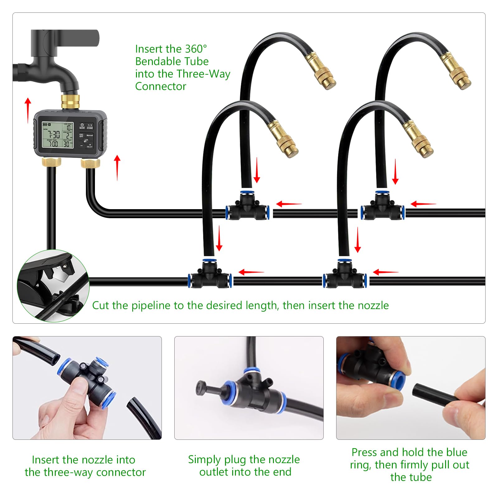 HEKIWAY adjustable nozzle close-up enabling precise direction