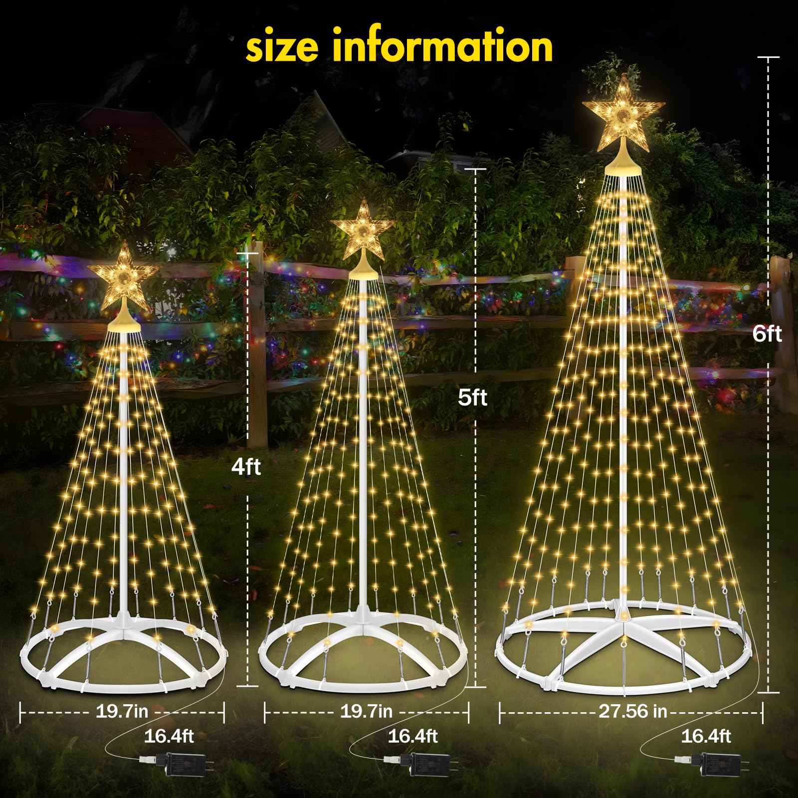 HELESIN 5ft cone tree front view with glowing LEDs, ideal centerpiece for holiday displays