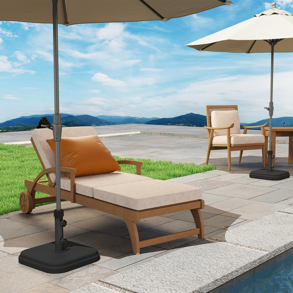 Helios&Hestia black finish lifestyle shot blending with outdoor furniture