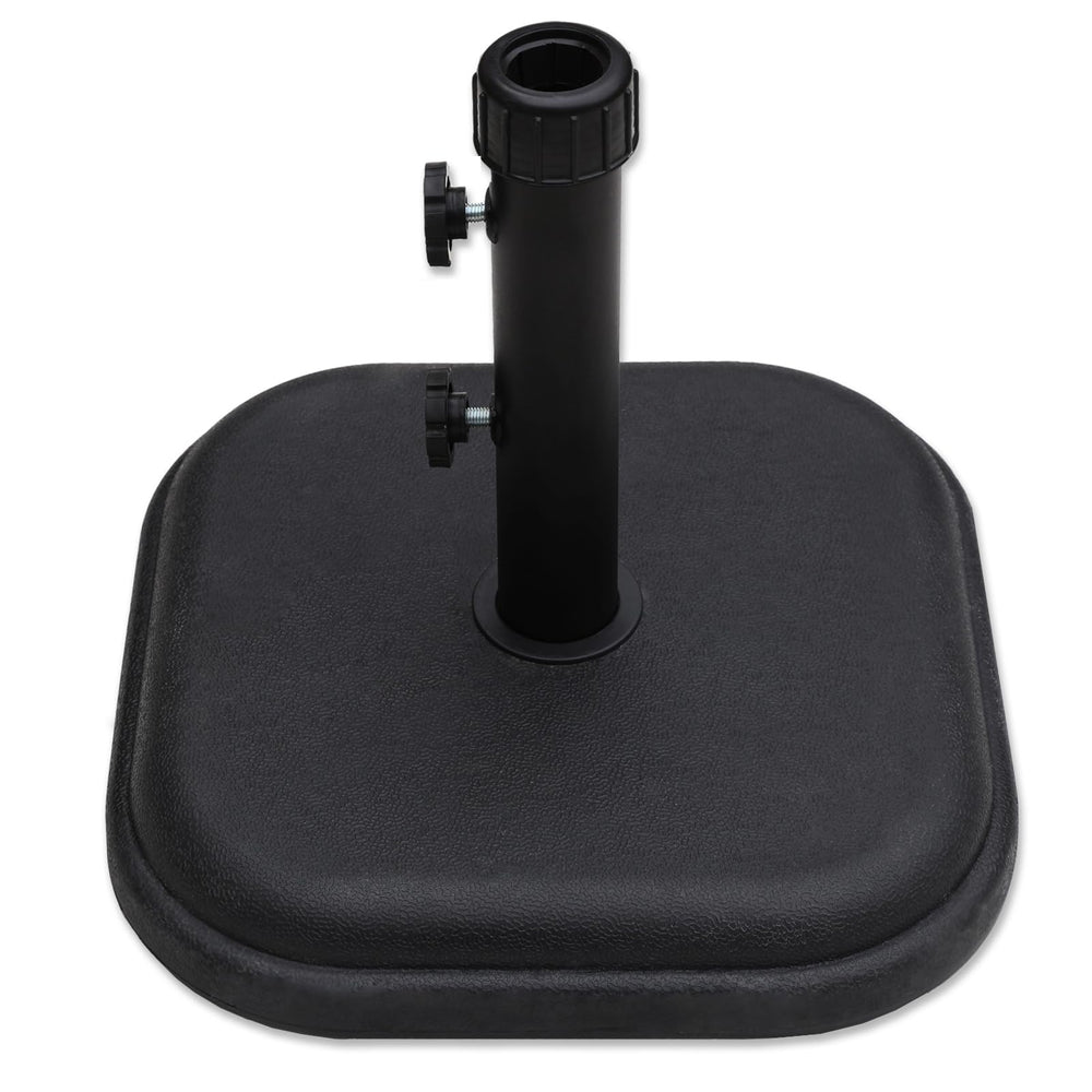 Helios&Hestia front view of umbrella base shows stable design and aesthetic