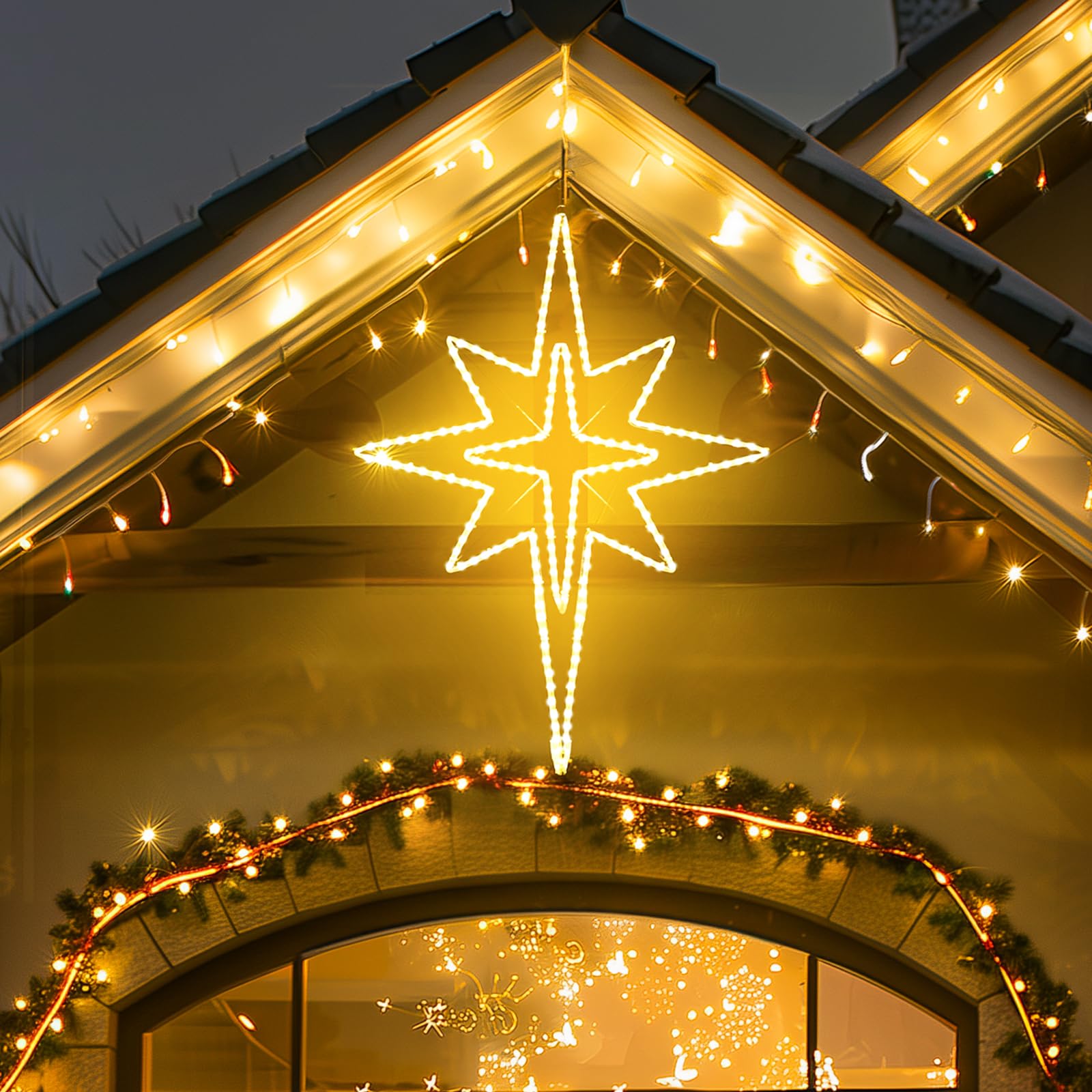 HeliosRibbon front view of star creating focal festive glow