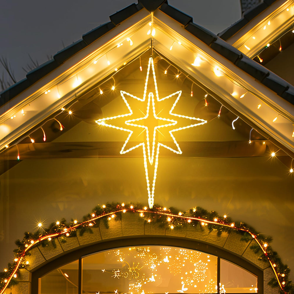 HeliosRibbon front view of star creating focal festive glow