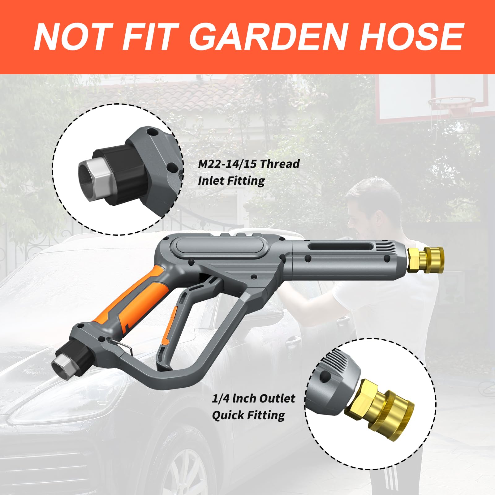 Heliwoo gun in use cleaning a car showing powerful targeted cleaning