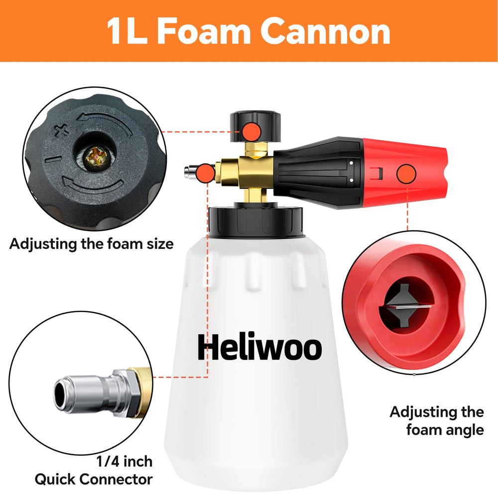 Heliwoo gun in use washing car delivering strong, even cleaning power
