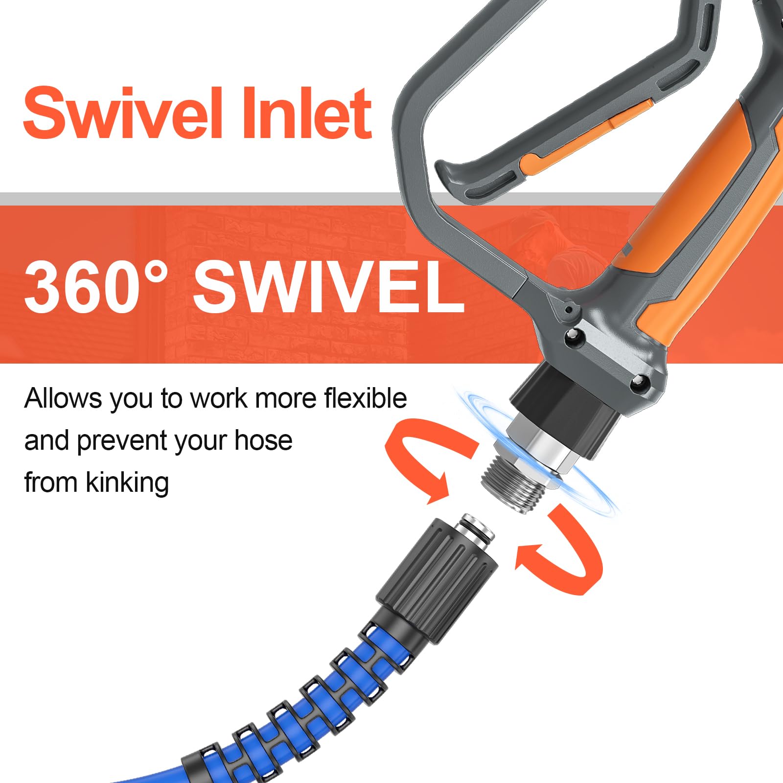 Heliwoo close-up of 50ft coiled hose showing easy storage benefit