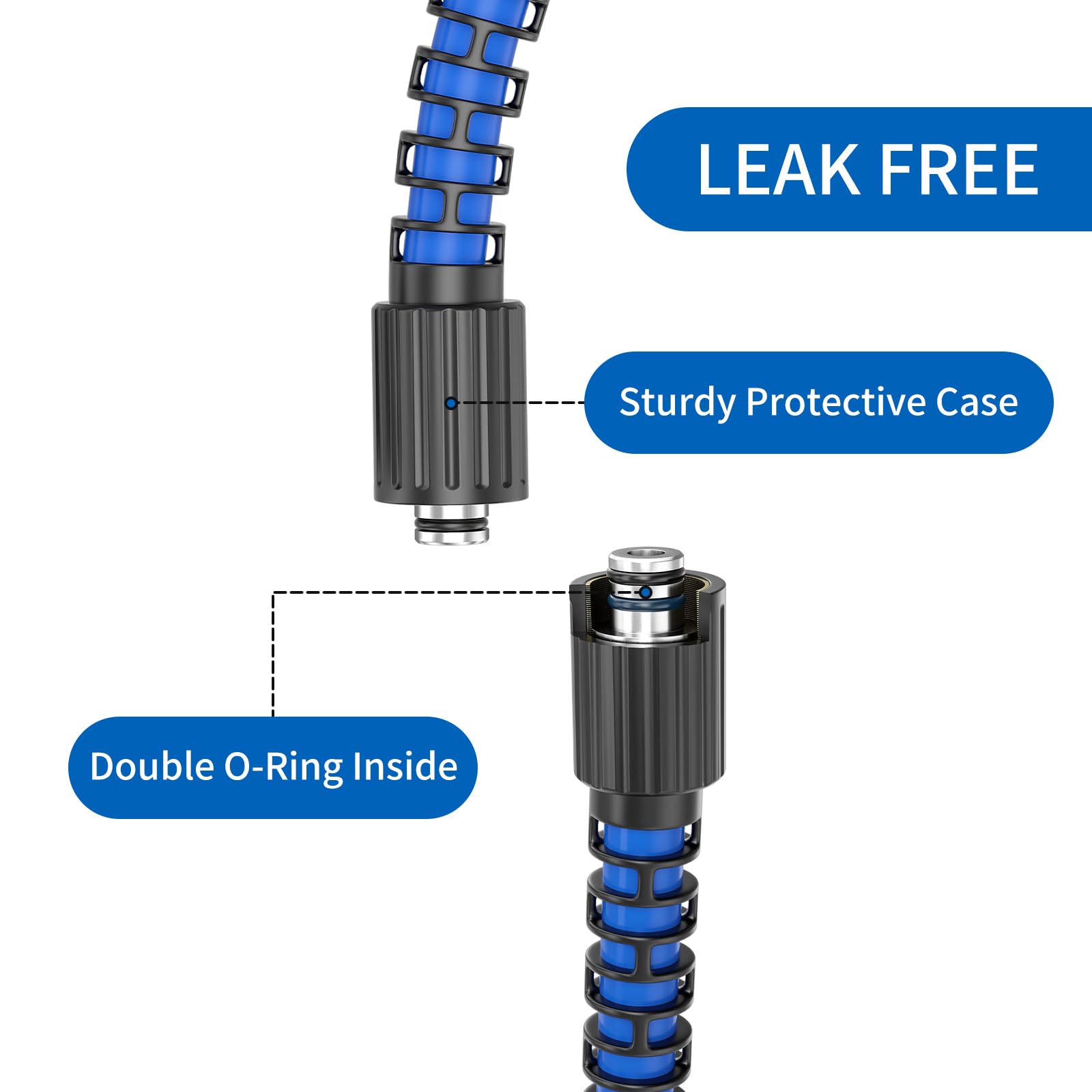 Heliwoo hose M22 end fitting close-up enabling universal connection