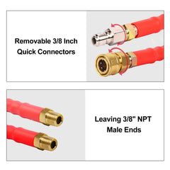 Heliwoo hose connected in a car wash bay providing hot-water cleaning convenience