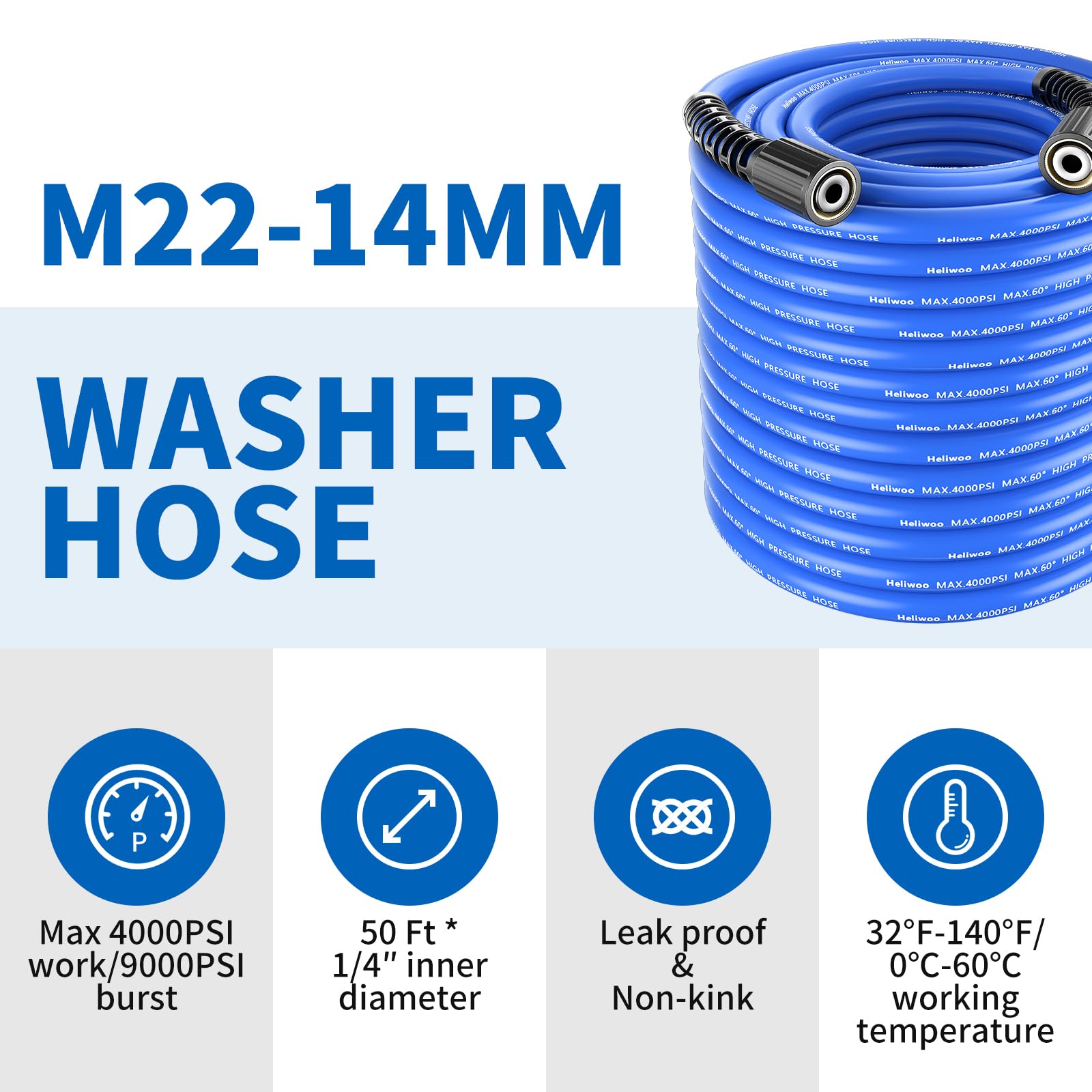Heliwoo hose spraying water while washing car for fast cleaning