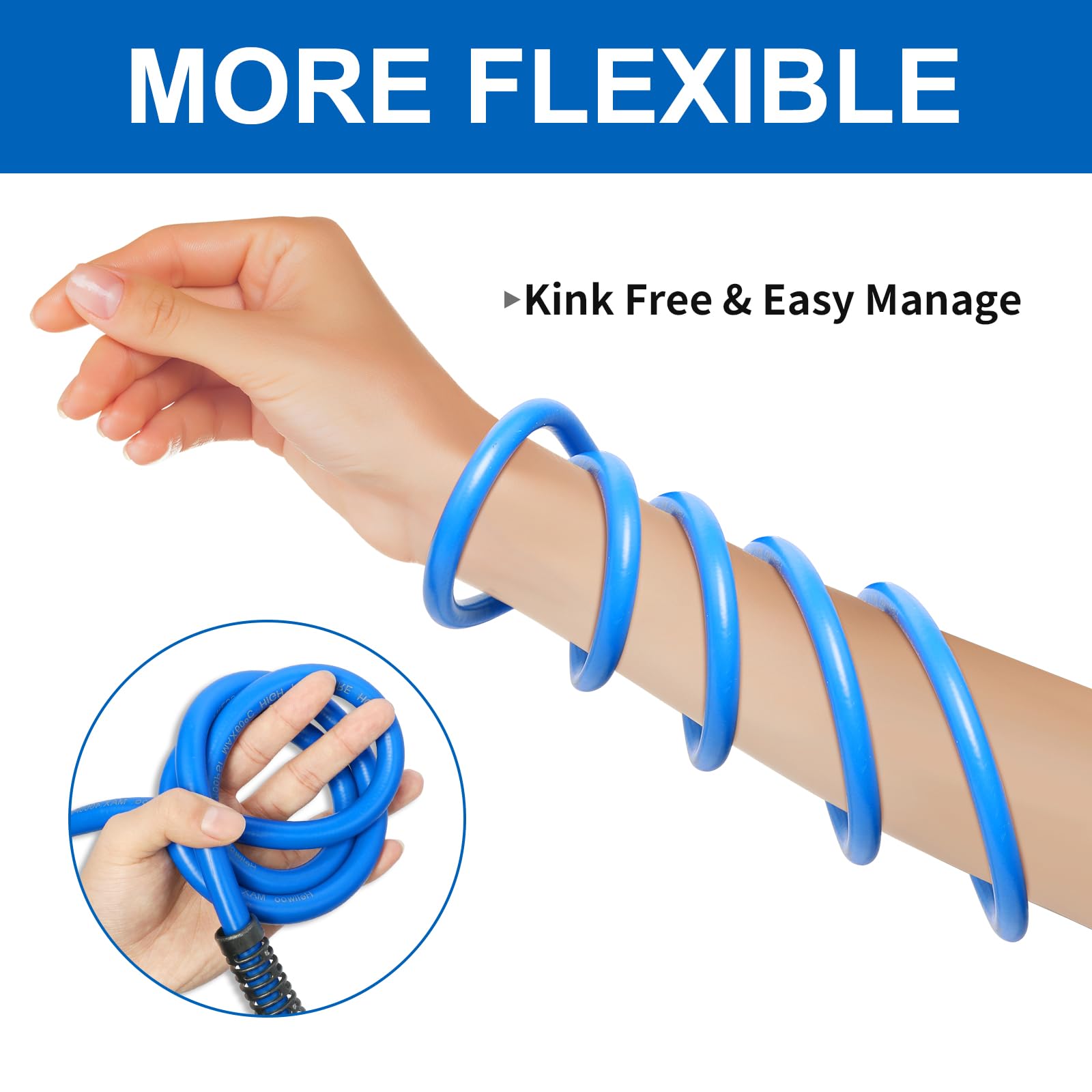 Heliwoo hose neatly rolled up for compact storage and portability