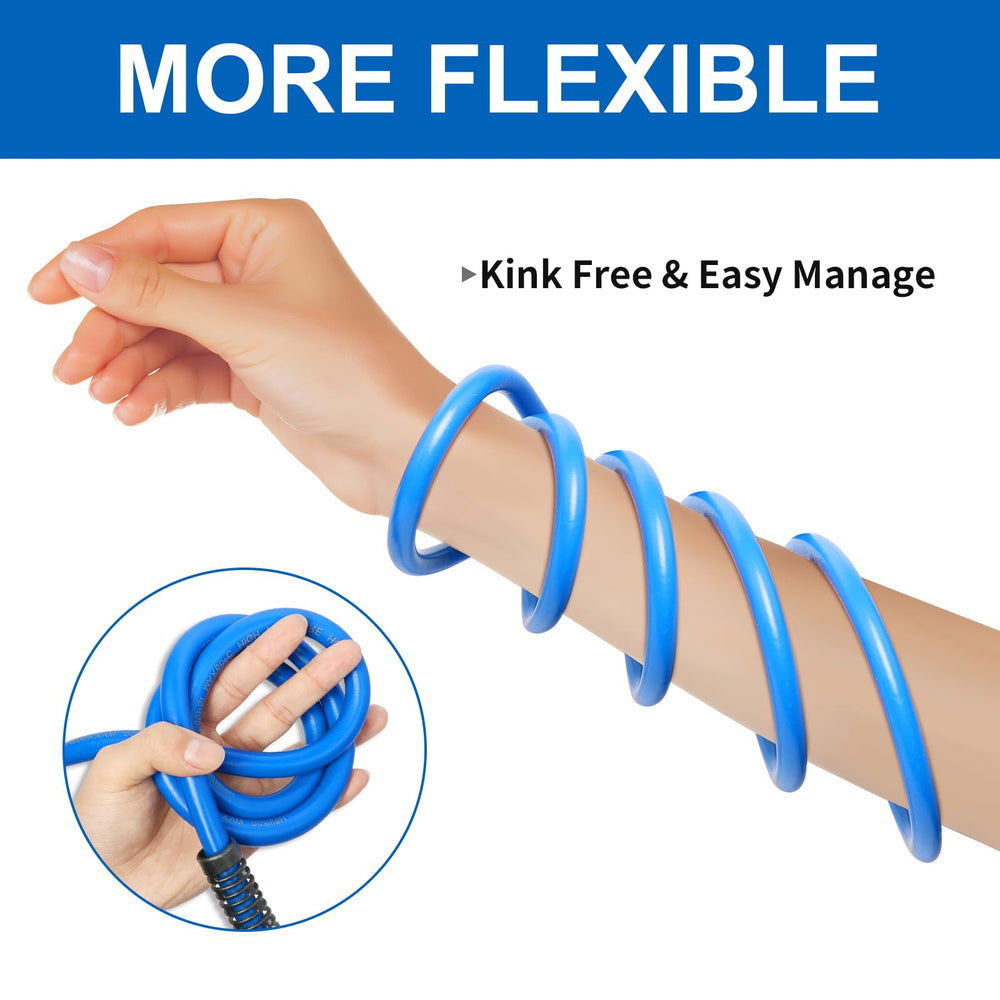 Heliwoo hose neatly rolled up for compact storage and portability