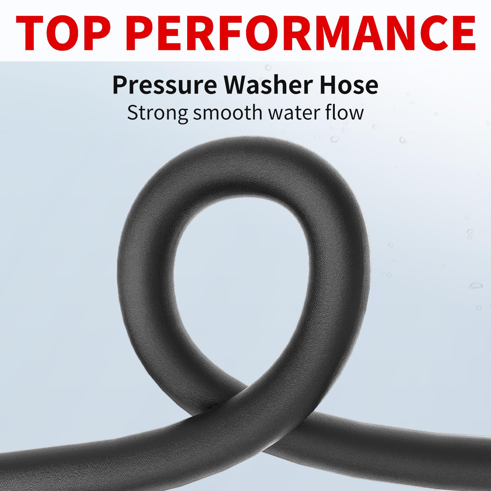 Heliwoo rolled 50FT hose beside tool for clear size comparison