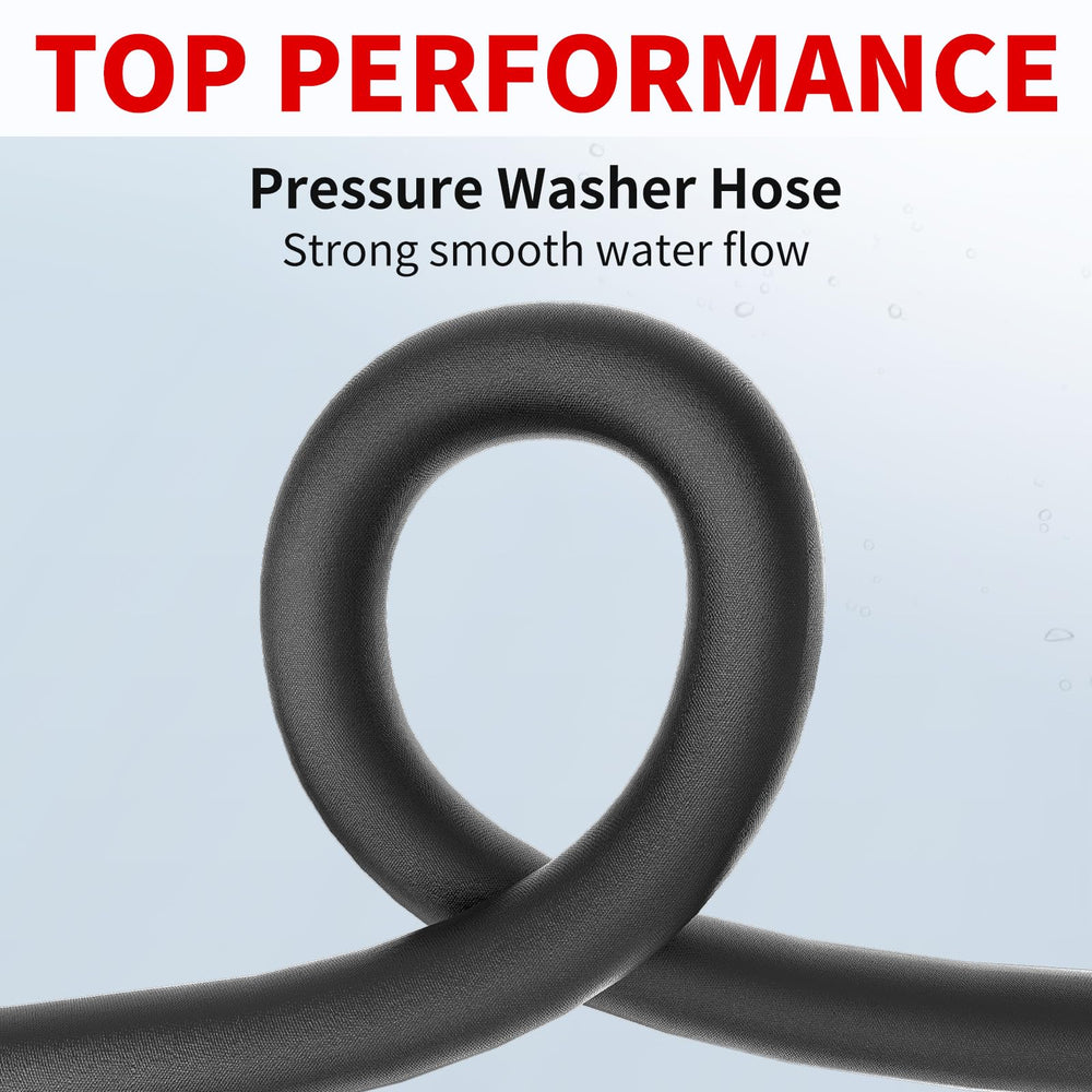 Heliwoo rolled 50FT hose beside tool for clear size comparison