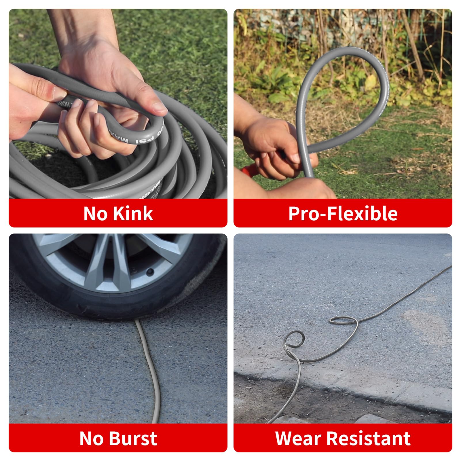 Heliwoo close-up of steel-braided core showing reinforced strength and leak resistance