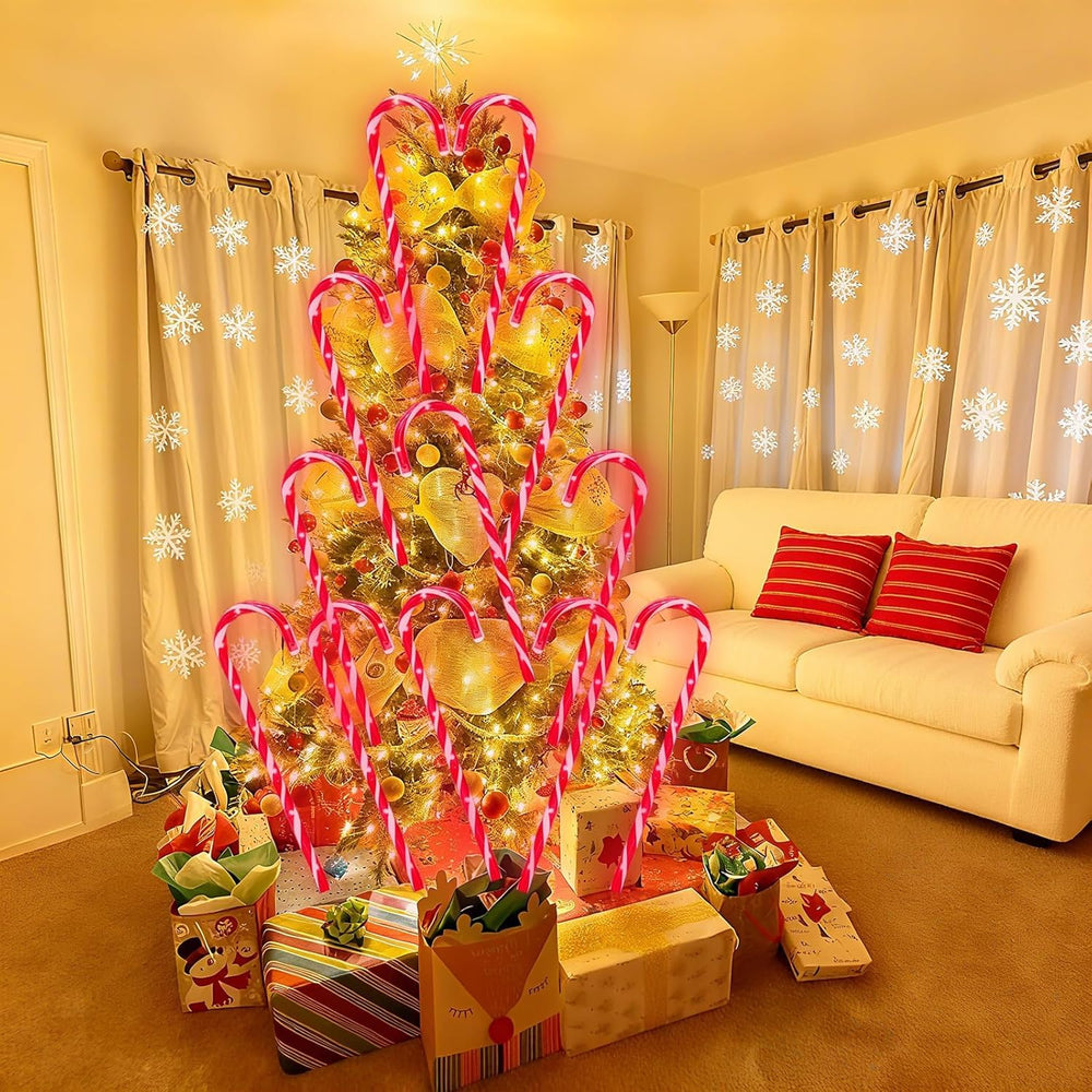 HelixBeam candy cane stake beside a shoe demonstrating 22-inch scale for prominent decoration