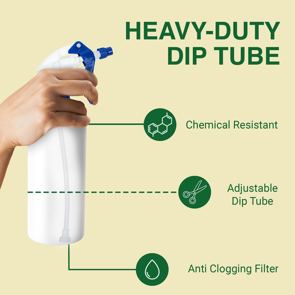 Heluva Green replacement nozzle installed on a cleaning bottle improving function