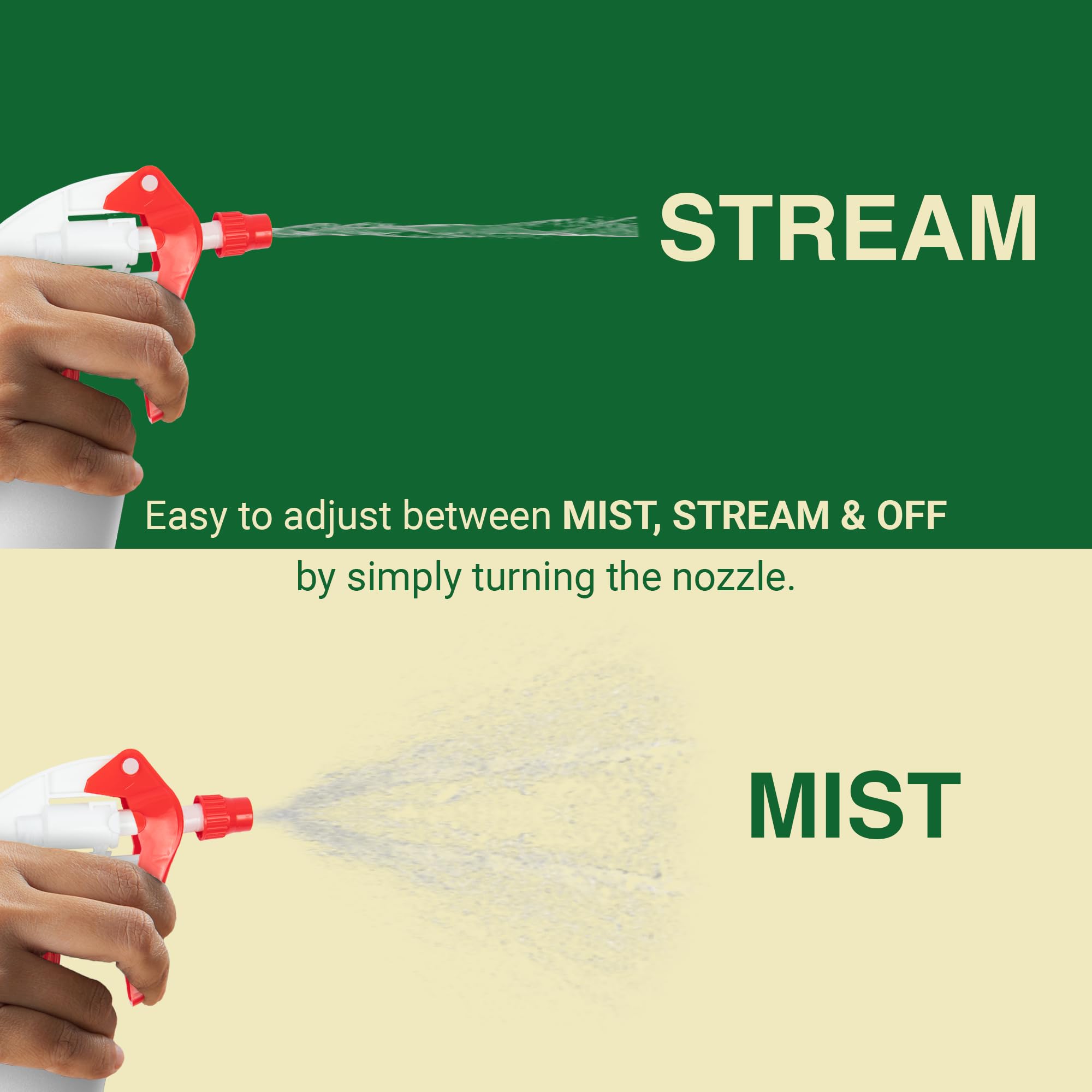Heluva Green red nozzle attached to bottles showing size fit and replacement value