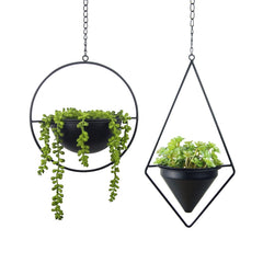 HemePaha front view of both hanging planters showing modern geometric balance and style