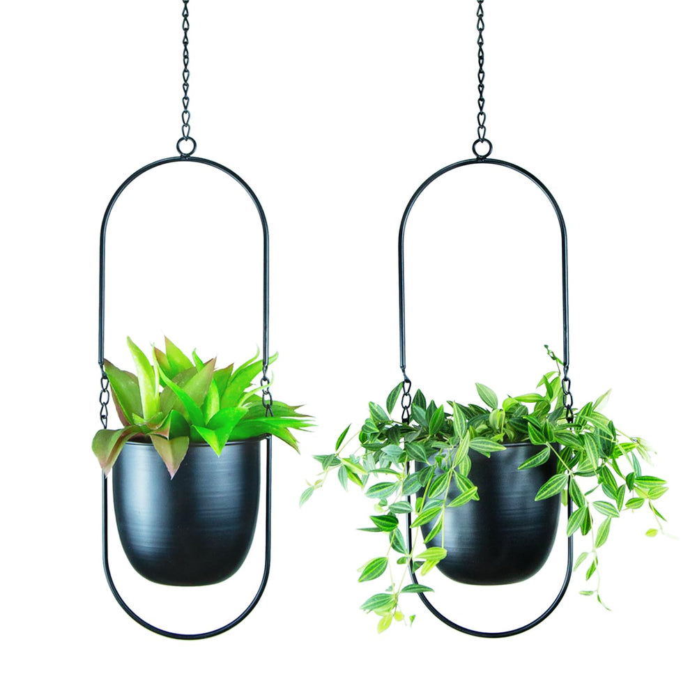 HemePaha front view of two hanging planters showcasing sculptural display benefit